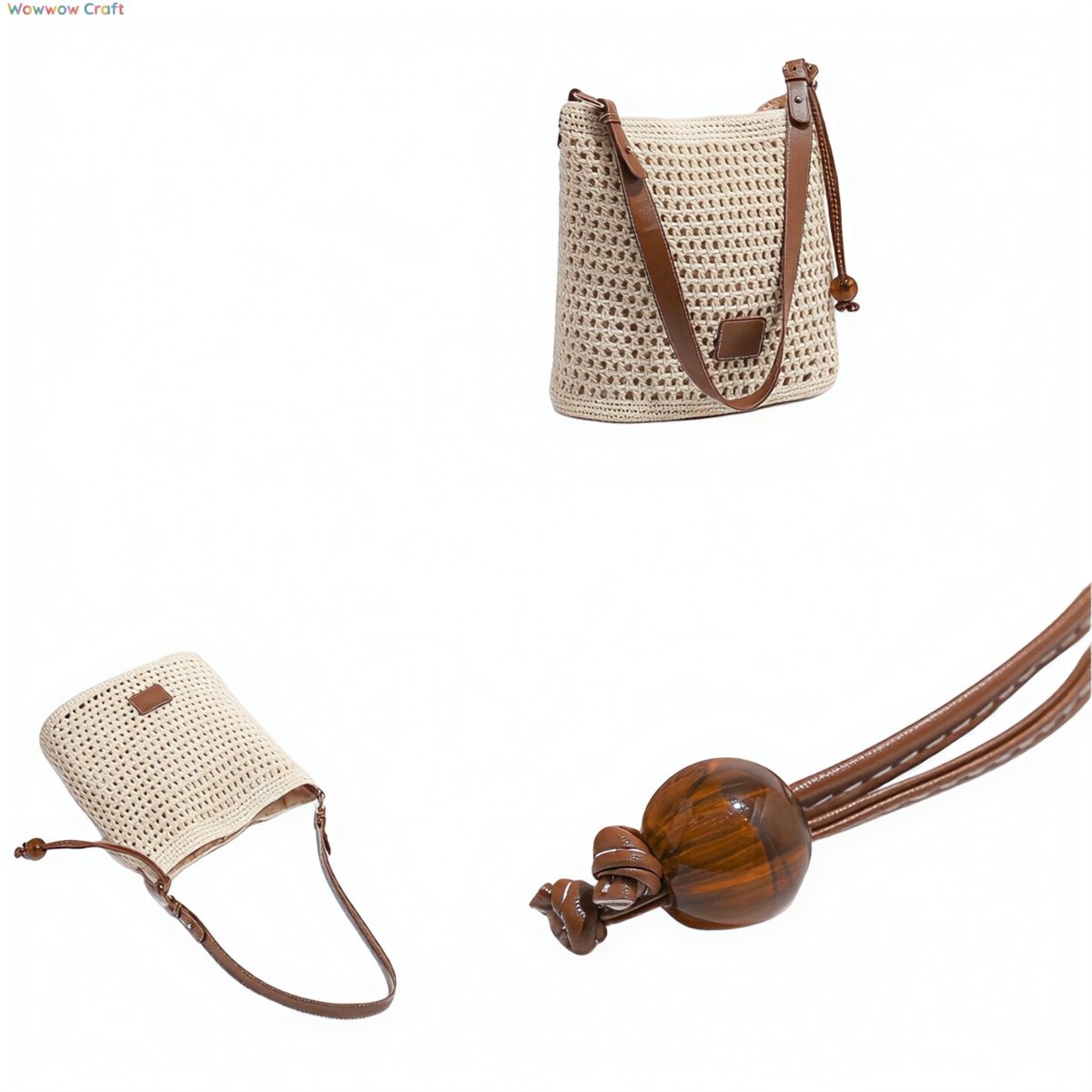 Crochet Bags,Crossbodies,Shoulder Bags,Crocheted shoulder bag with eco-leather straps - Beach Crochet Bags
